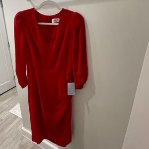 Red side touched dress